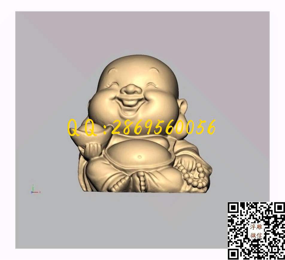 卡通布袋佛_STL立体模型圆雕图立体浮雕3d电脑雕刻打印四轴多轴雕刻精雕图浮雕图
