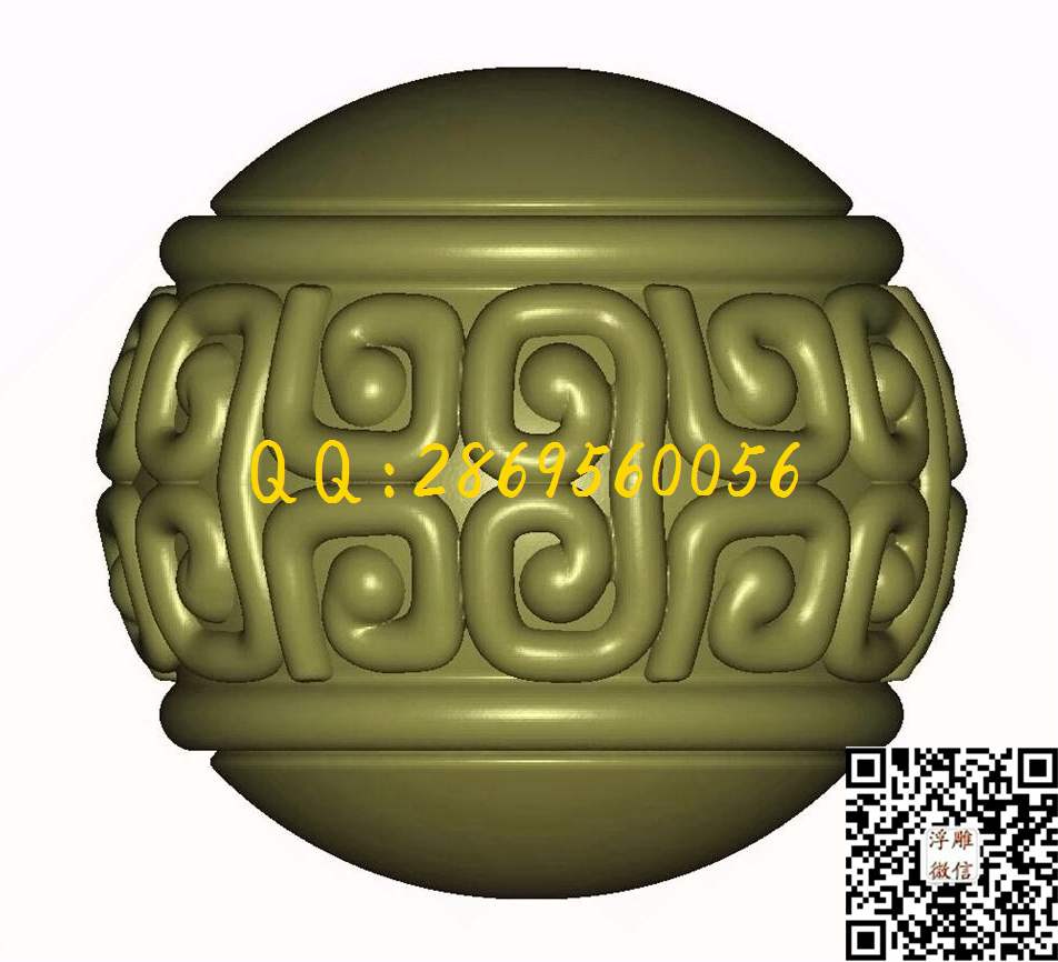 回纹圆珠_STL立体模型圆雕图立体浮雕3d电脑雕刻打印四轴多轴雕刻精雕图浮雕图