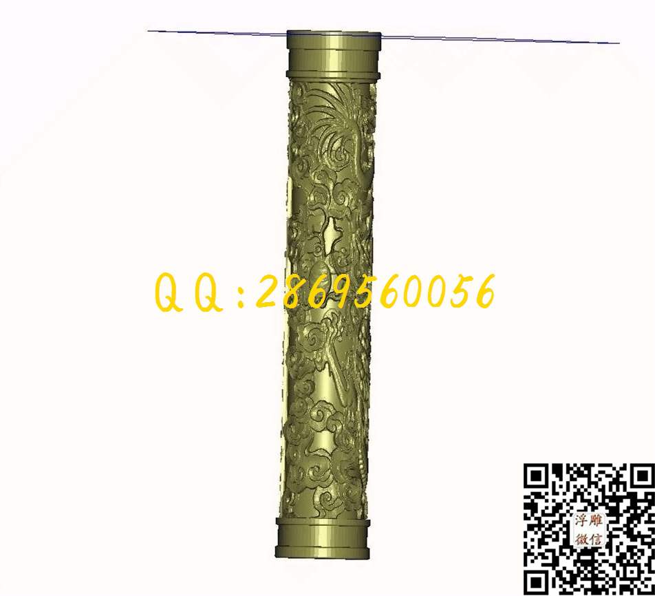 圆祥云龙柱_STL立体模型圆雕图立体浮雕3d电脑雕刻打印四轴多轴雕刻精雕图浮雕图