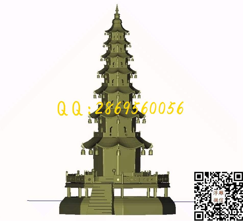 塔_STL立体模型圆雕图立体浮雕3d电脑雕刻打印四轴多轴雕刻精雕图浮雕图