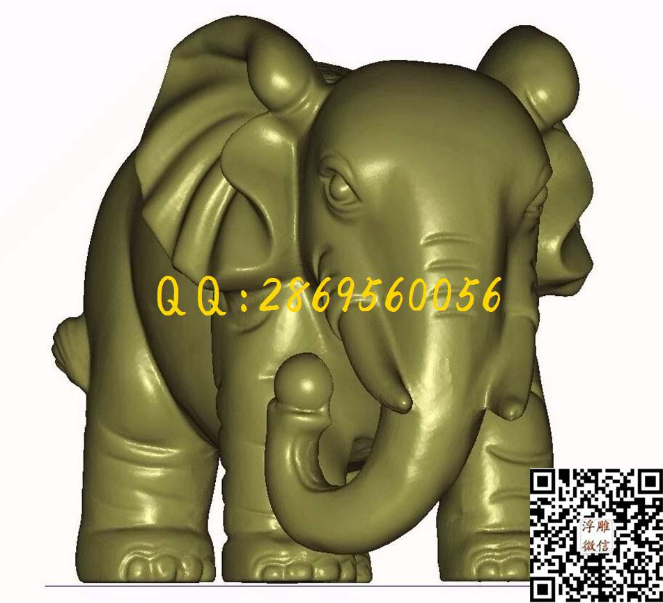 大象雕塑_STL立体模型圆雕图立体浮雕3d电脑雕刻打印四轴多轴雕刻精雕图浮雕图