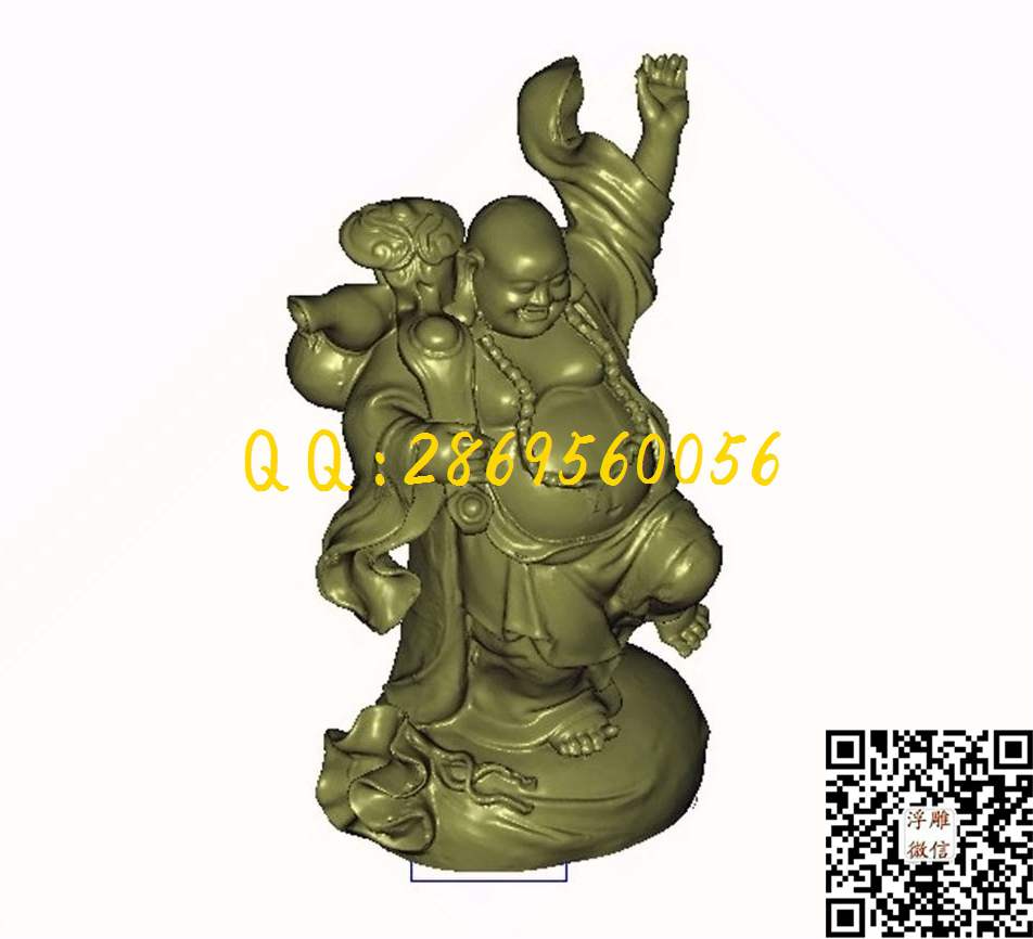 布袋和尚_STL立体模型圆雕图立体浮雕3d电脑雕刻打印四轴多轴雕刻精雕图浮雕图