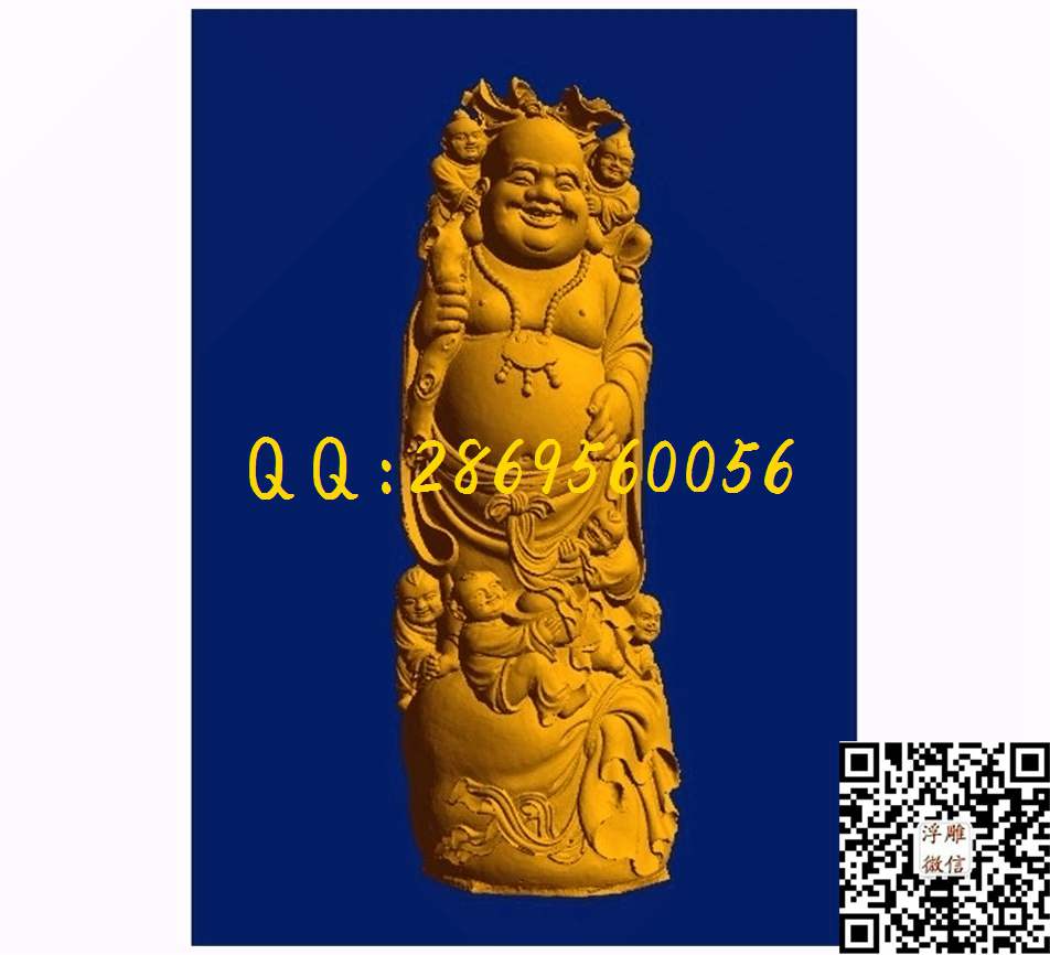 弥勒五子登科_STL立体模型圆雕图立体浮雕3d电脑雕刻打印四轴多轴雕刻精雕图浮雕图