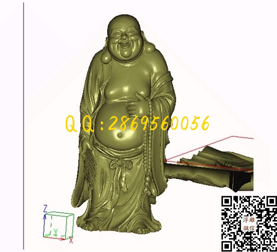 弥勒佛_STL立体模型圆雕图立体浮雕3d电脑雕刻打印四轴多轴雕刻精雕图浮雕图