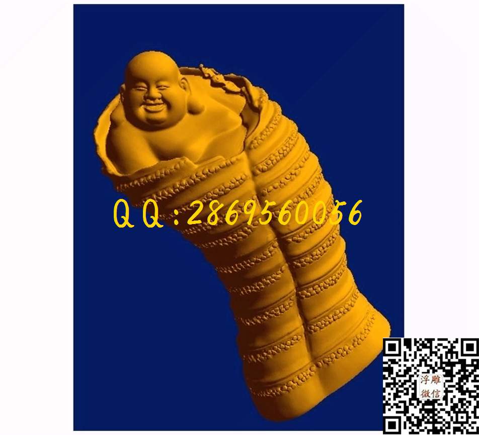 弥勒佛蝙蝠围袍_STL立体模型圆雕图立体浮雕3d电脑雕刻打印四轴多轴雕刻精雕图浮雕图
