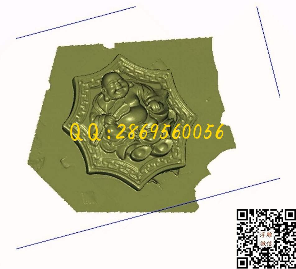 弥勒佛贴花_STL立体模型圆雕图立体浮雕3d电脑雕刻打印四轴多轴雕刻精雕图浮雕图