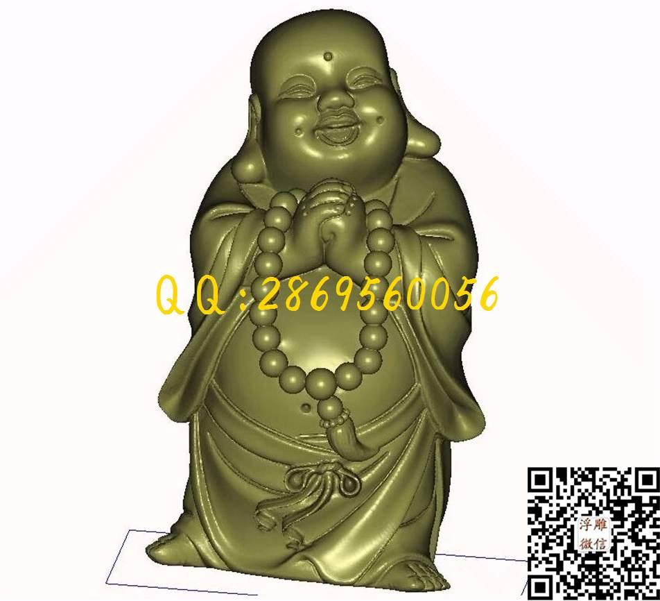 弥勒小和尚笑佛_STL立体模型圆雕图立体浮雕3d电脑雕刻打印四轴多轴雕刻精雕图浮雕图