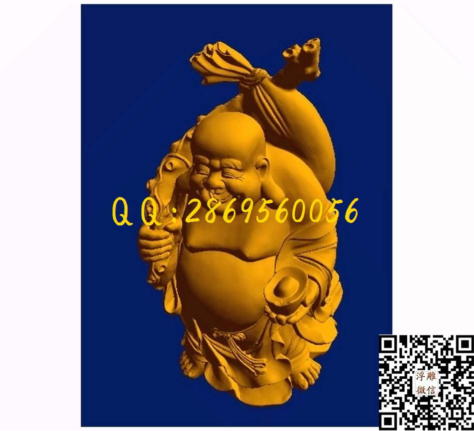 弥勒黄金袋_STL立体模型圆雕图立体浮雕3d电脑雕刻打印四轴多轴雕刻精雕图浮雕图