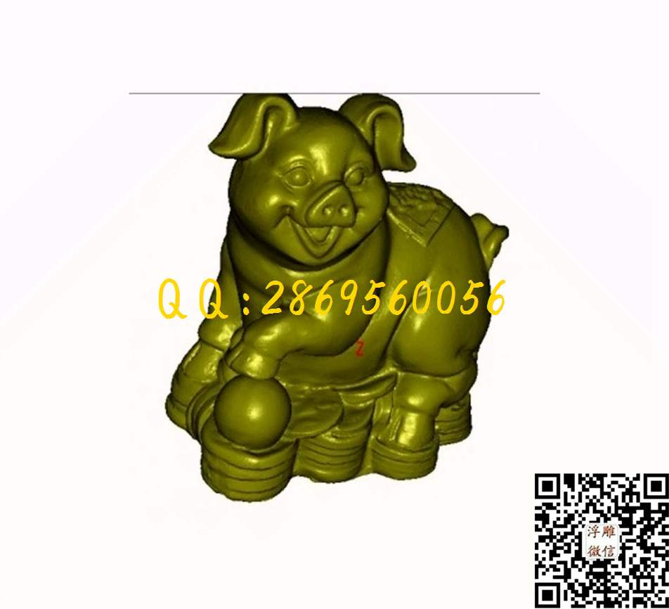 招财猪_STL立体模型圆雕图立体浮雕3d电脑雕刻打印四轴多轴雕刻精雕图浮雕图