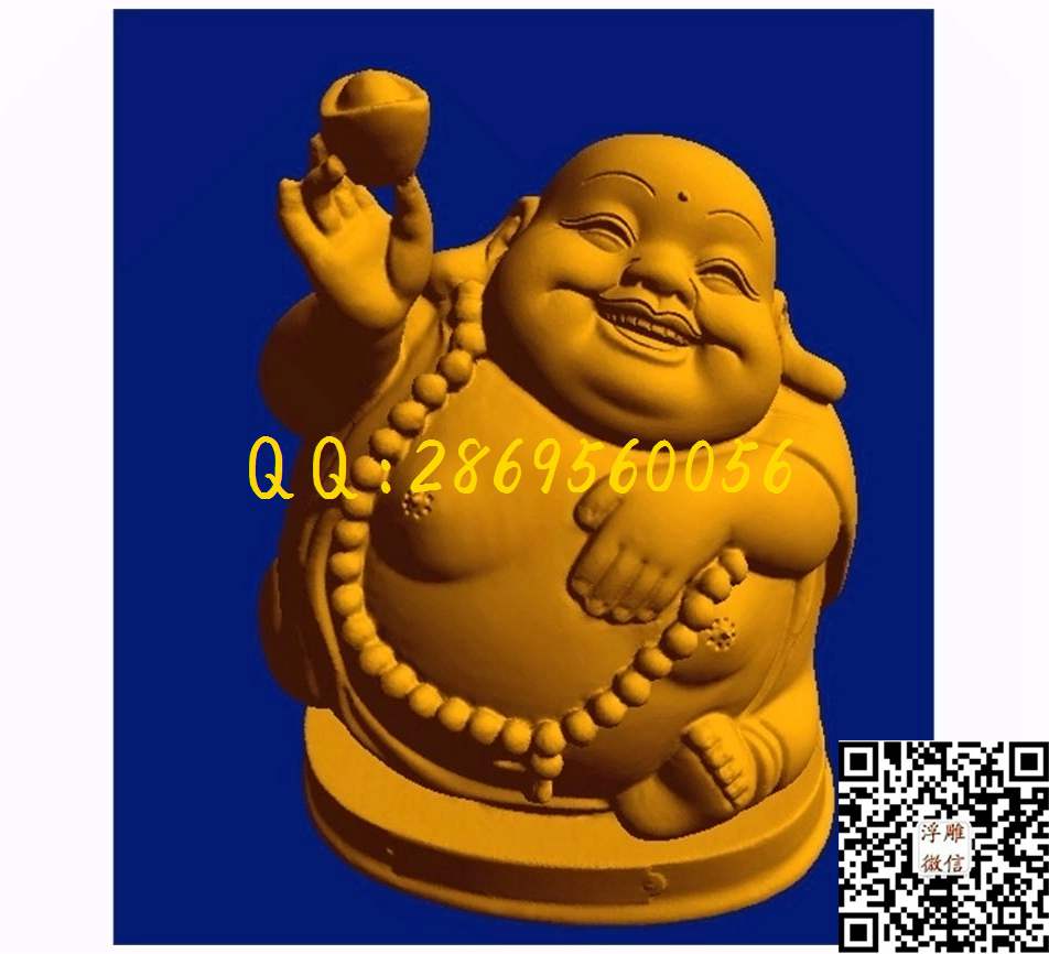 招财进宝弥勒_STL立体模型圆雕图立体浮雕3d电脑雕刻打印四轴多轴雕刻精雕图浮雕图