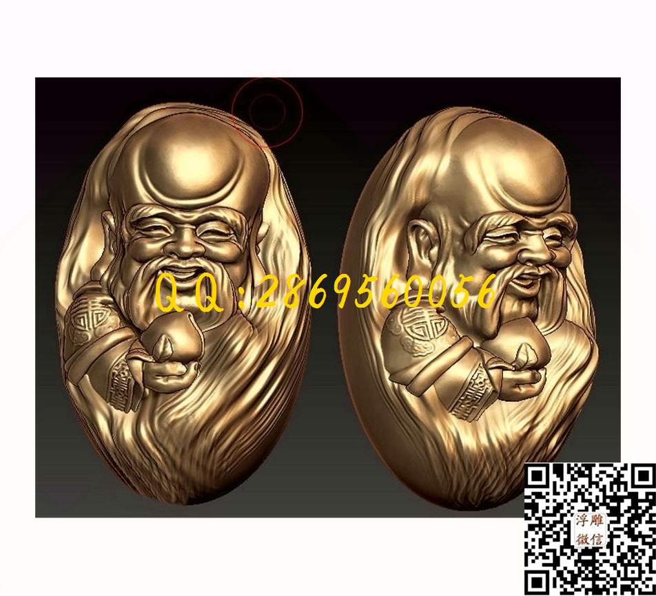 新寿星核雕_STL立体模型圆雕图立体浮雕3d电脑雕刻打印四轴多轴雕刻精雕图浮雕图