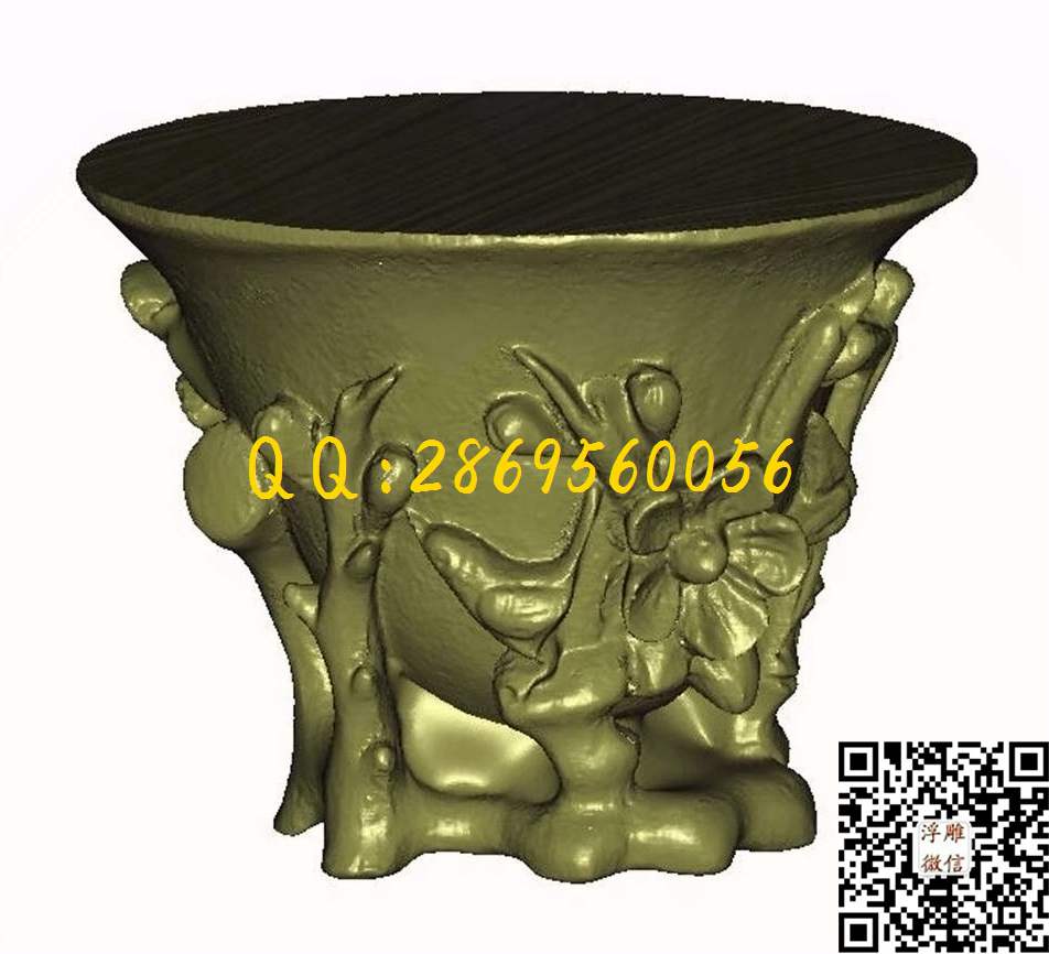 梅兰竹菊杯子_STL立体模型圆雕图立体浮雕3d电脑雕刻打印四轴多轴雕刻精雕图浮雕图