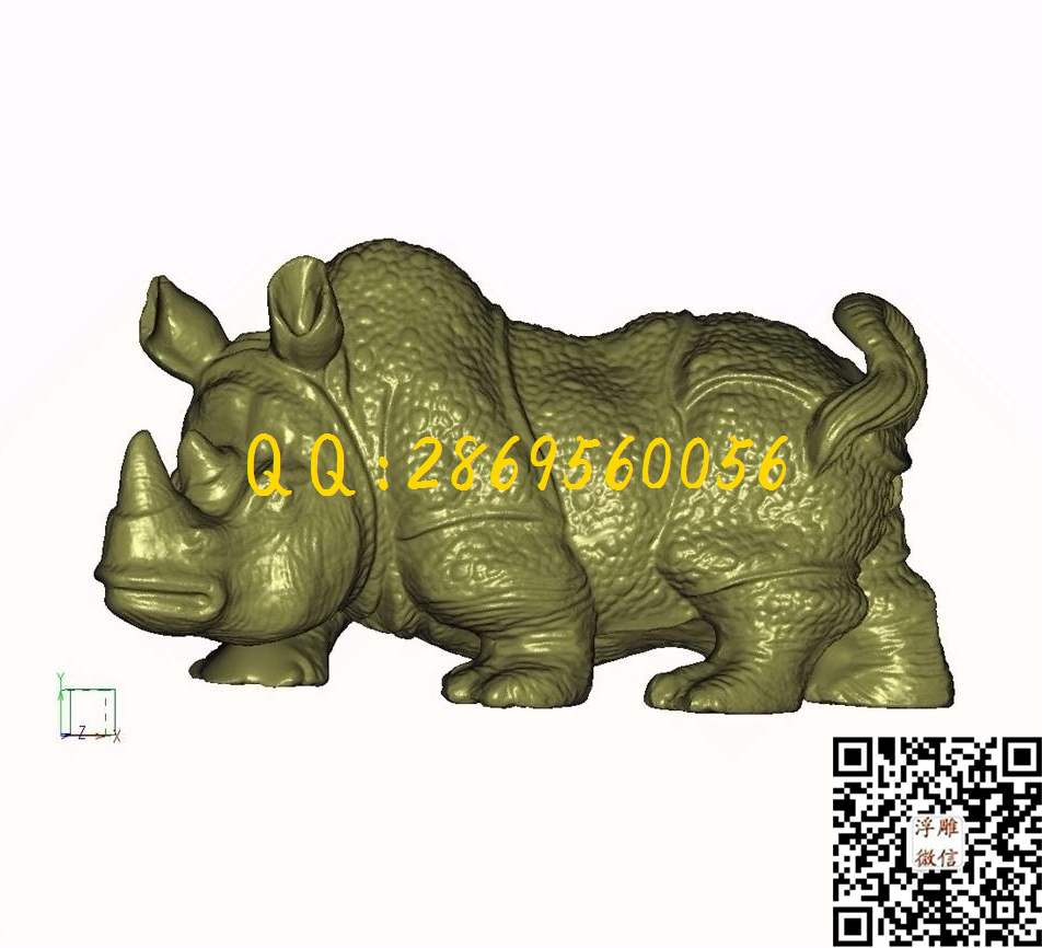 犀牛_STL立体模型圆雕图立体浮雕3d电脑雕刻打印四轴多轴雕刻精雕图浮雕图