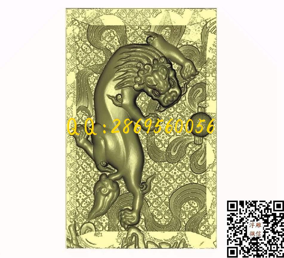 狮子玉牌_STL立体模型圆雕图立体浮雕3d电脑雕刻打印四轴多轴雕刻精雕图浮雕图