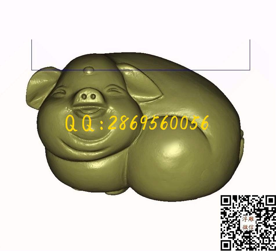 猪_STL立体模型圆雕图立体浮雕3d电脑雕刻打印四轴多轴雕刻精雕图浮雕图