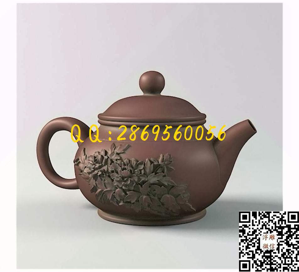 紫砂壶01_STL立体模型圆雕图立体浮雕3d电脑雕刻打印四轴多轴雕刻精雕图浮雕图