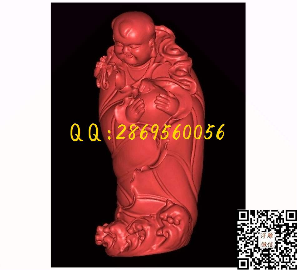 荷花童子C_STL立体模型圆雕图立体浮雕3d电脑雕刻打印四轴多轴雕刻精雕图浮雕图