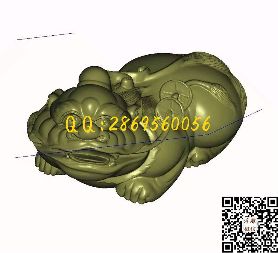 貔貅铜钱_STL立体模型圆雕图立体浮雕3d电脑雕刻打印四轴多轴雕刻精雕图浮雕图
