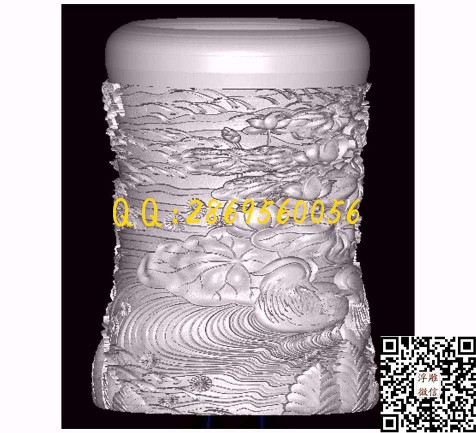 鸳鸯戏水笔筒_STL立体模型圆雕图立体浮雕3d电脑雕刻打印四轴多轴雕刻精雕图浮雕图