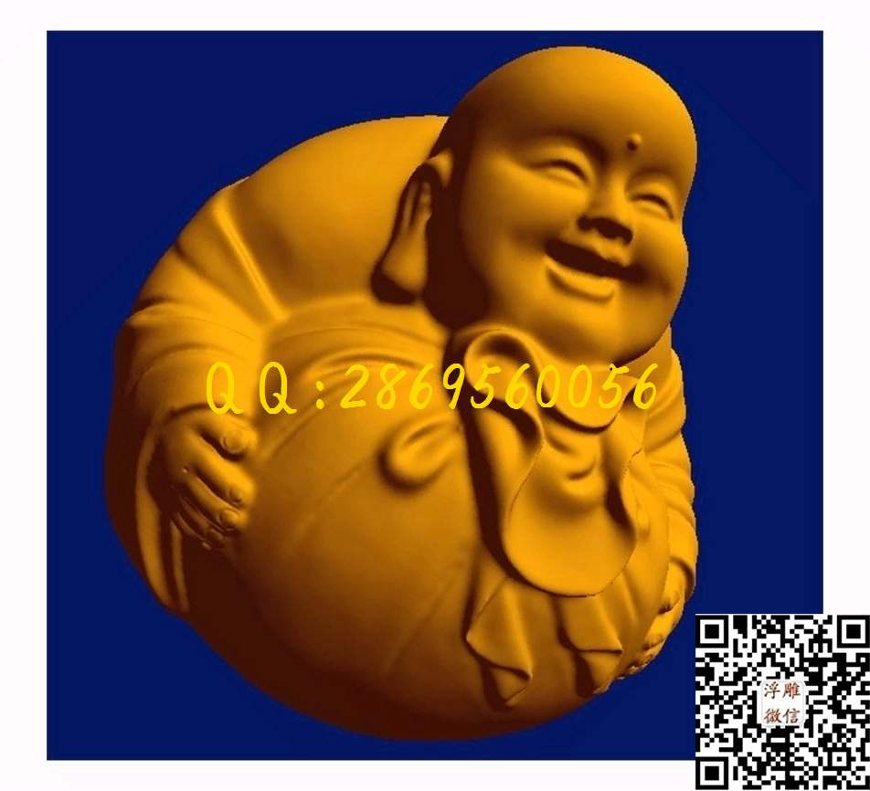 黄金袋弥勒_STL立体模型圆雕图立体浮雕3d电脑雕刻打印四轴多轴雕刻精雕图浮雕图