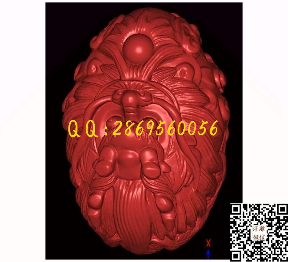 龙头核雕_STL立体模型圆雕图立体浮雕3d电脑雕刻打印四轴多轴雕刻精雕图浮雕图