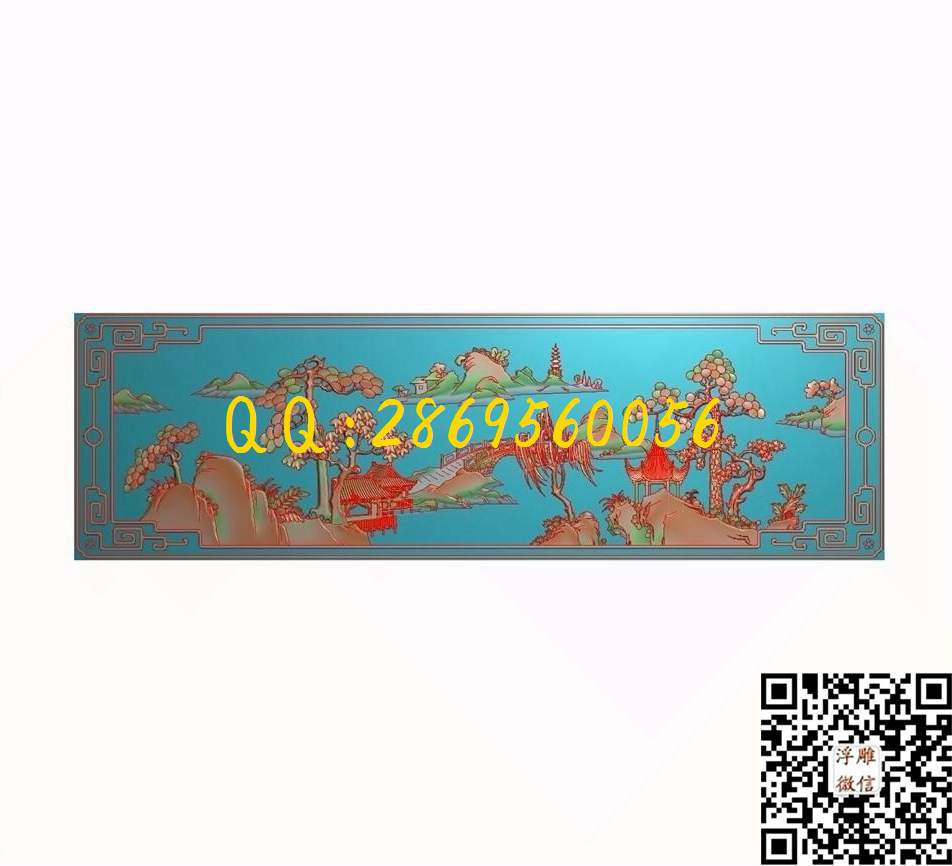 春意山水763-232-4_山水风景围板屏风精雕图浮雕图