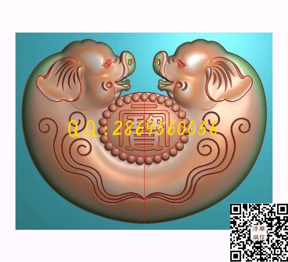 玉雕双猪挂件62-47-6_玉雕花件牌子图木雕牙雕挂件46牌精雕图浮雕图