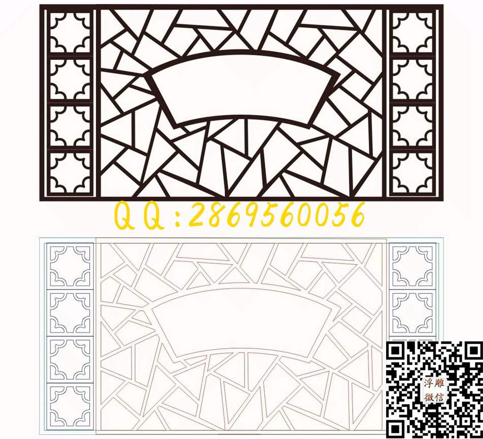 中式113_镂空花格窗花通花条子线条单线雕刻矢量图精雕图浮雕图