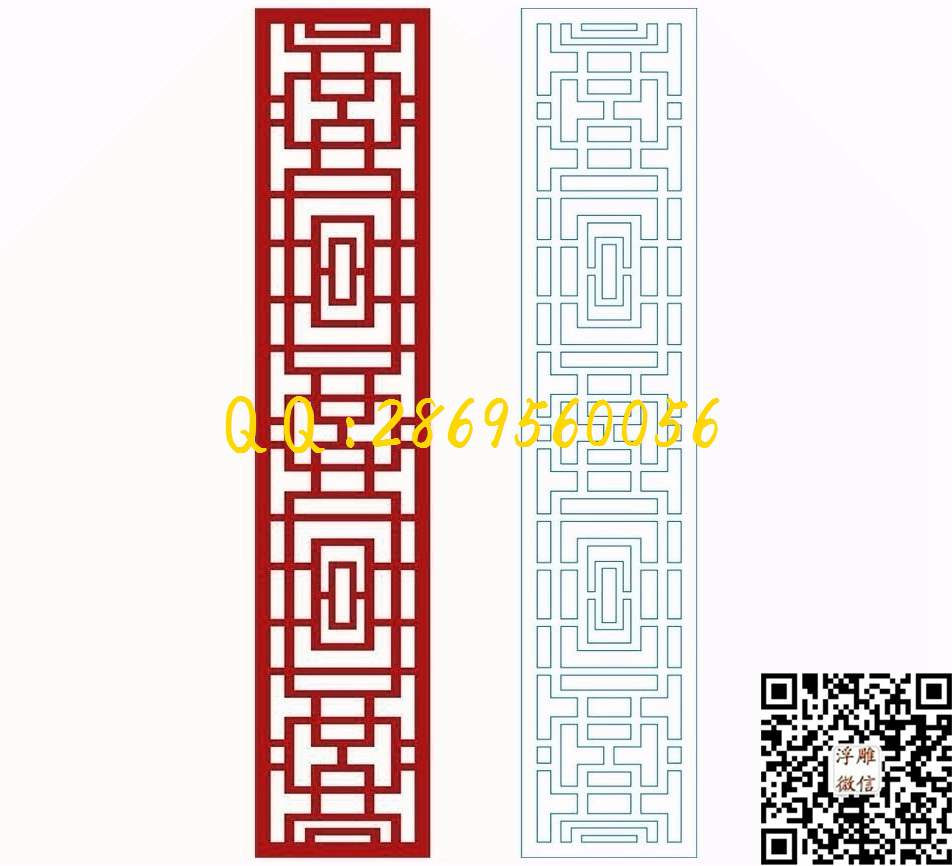 中式141_镂空花格窗花通花条子线条单线雕刻矢量图精雕图浮雕图