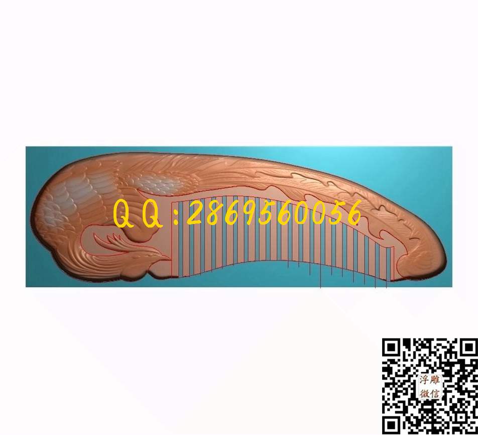 凤凰梳子156-53_仿古梳子木梳精雕图浮雕图
