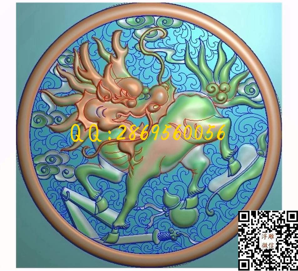 麒麟259-259_镂空蝙蝠洋花窗花精雕图精雕图浮雕图