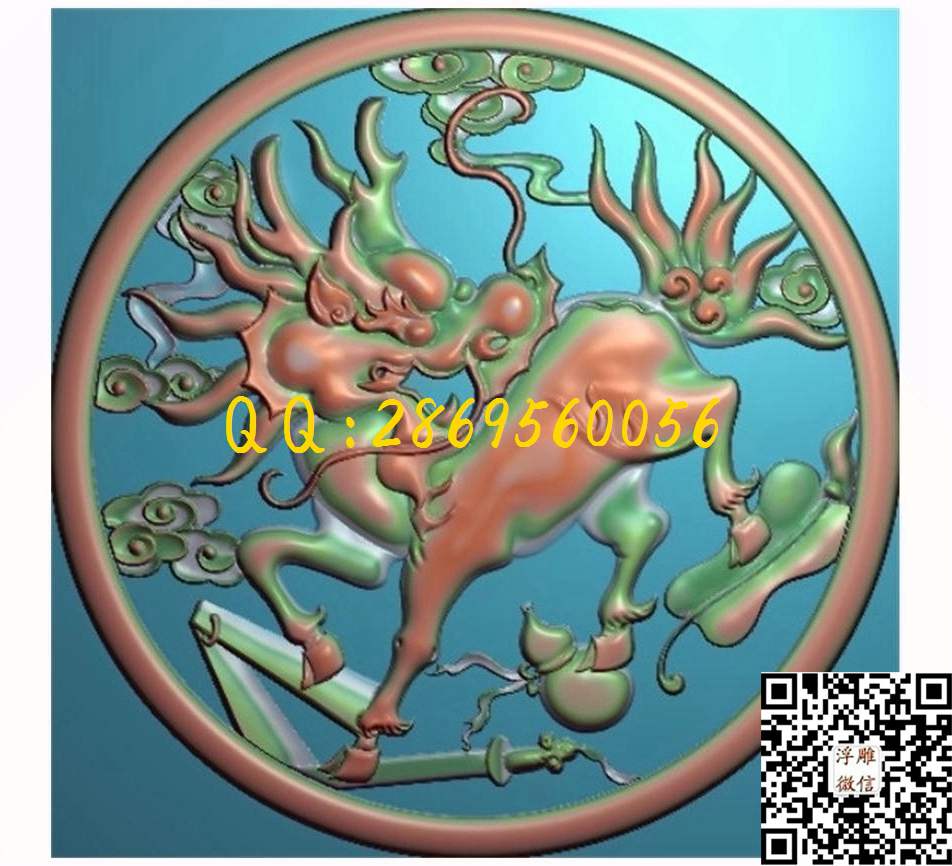 麒麟286-286_镂空蝙蝠洋花窗花精雕图精雕图浮雕图
