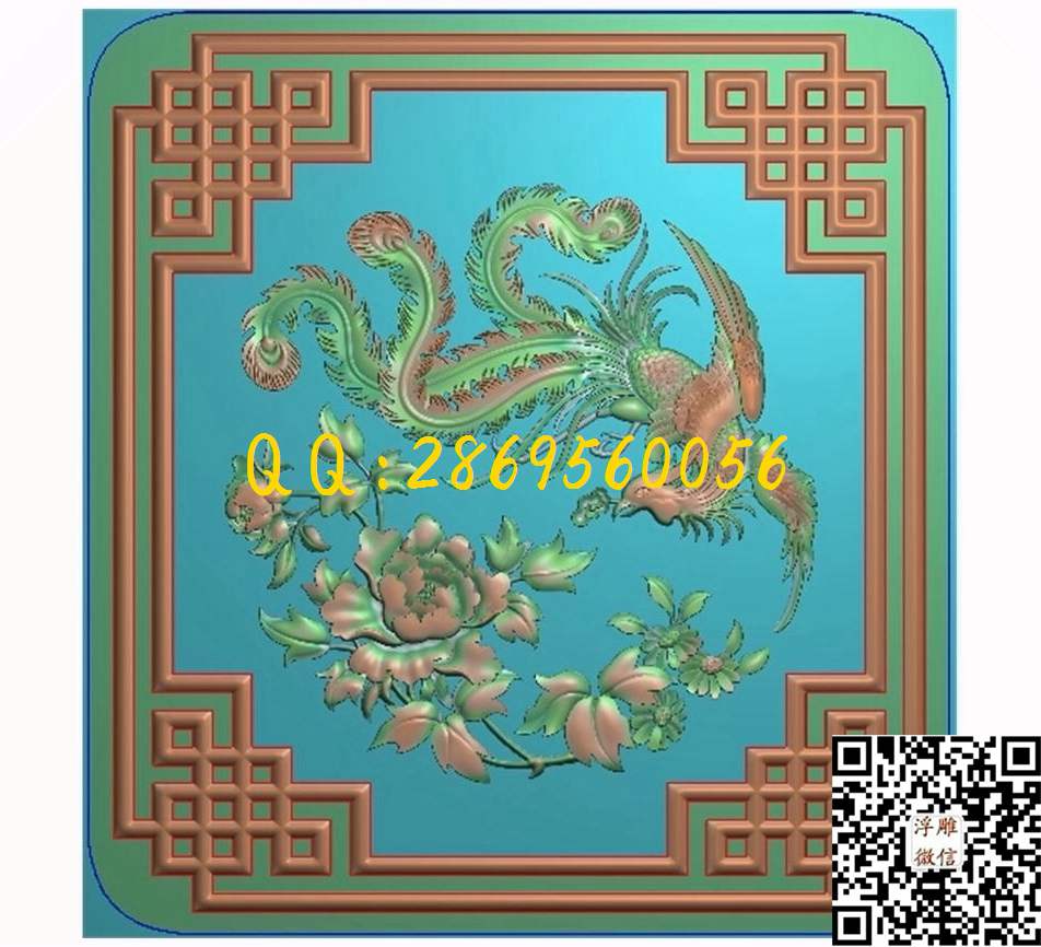 凤凰牡丹273-292_花鸟四季花鸟浮雕图仿古花鸟精雕图浮雕图
