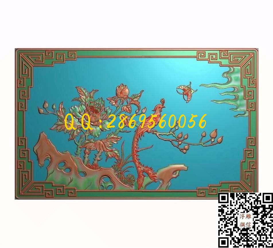 花鸟床边461-287-3_花鸟四季花鸟浮雕图仿古花鸟精雕图浮雕图