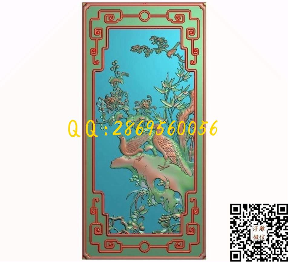 花鸟沙发菊花背板202-420_花鸟四季花鸟浮雕图仿古花鸟精雕图浮雕图