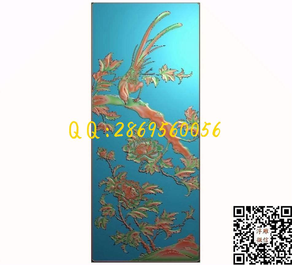 荣华富贵顶箱柜牡丹424-1006-3_花鸟四季花鸟浮雕图仿古花鸟精雕图浮雕图