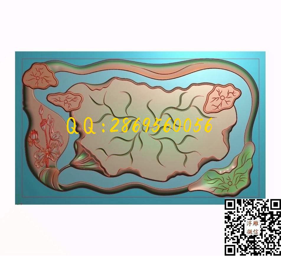 荷花茶盘188-115-8_仿古石雕深雕荷花鱼花鸟松鹤弥勒佛精雕图茶盘精雕图浮雕图