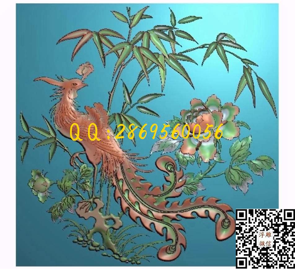 凤凰_龙凤呈祥仿古龙凤门板背板精雕图浮雕图