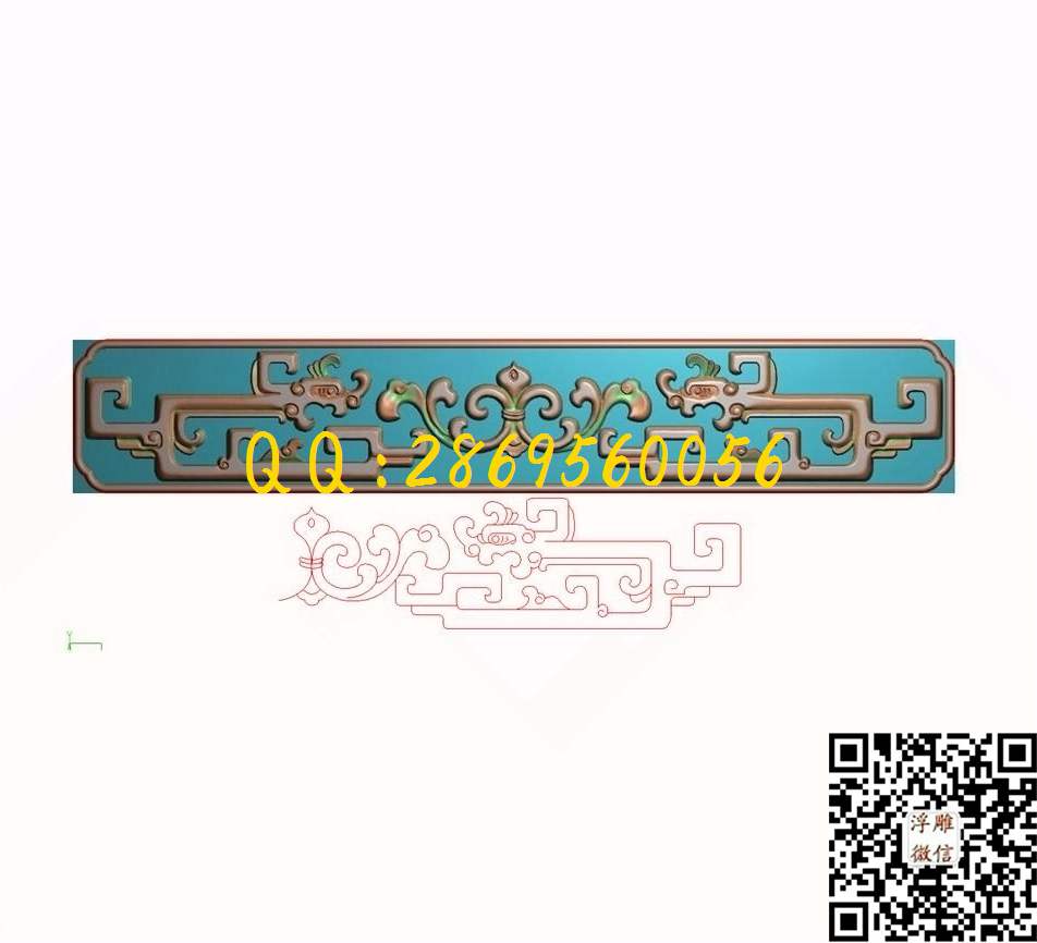 拐子龙349-61-4_龙凤呈祥仿古龙凤门板背板精雕图浮雕图