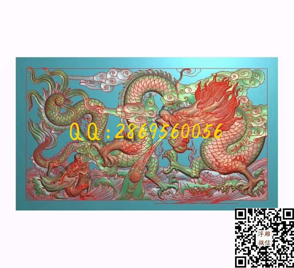 父严子孝381-220_龙凤呈祥仿古龙凤门板背板精雕图浮雕图