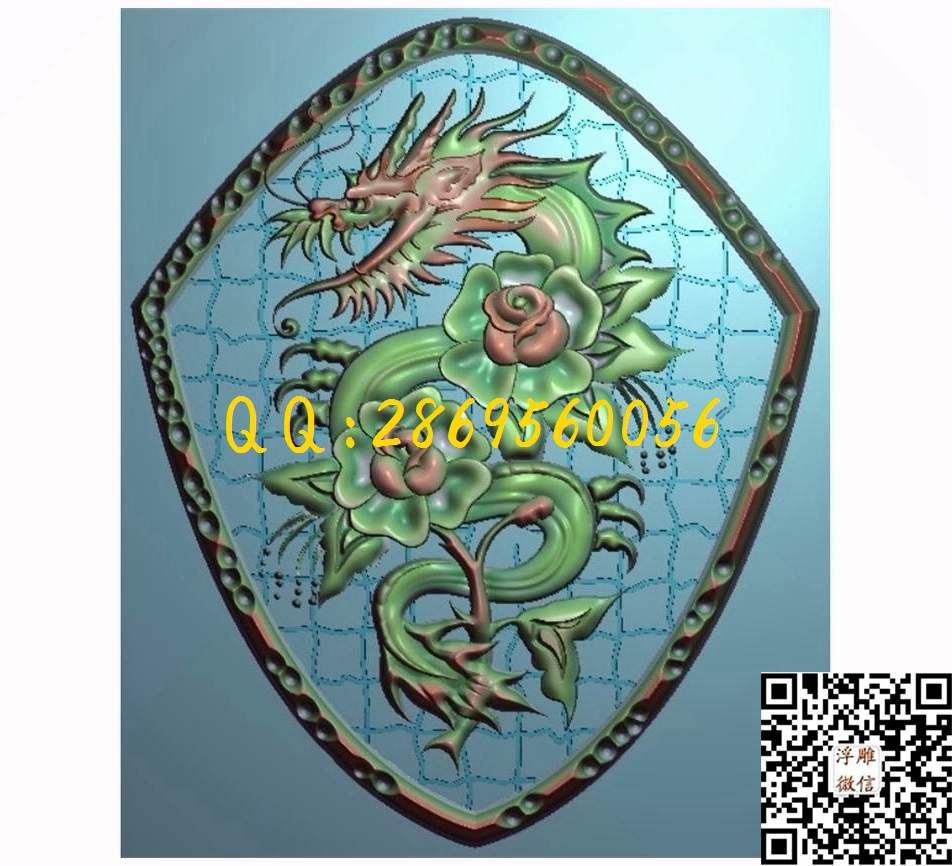 玫瑰花龙44-53-3_龙凤呈祥仿古龙凤门板背板精雕图浮雕图