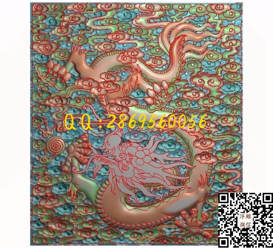 龙柜上前门371-426_龙凤呈祥仿古龙凤门板背板精雕图浮雕图