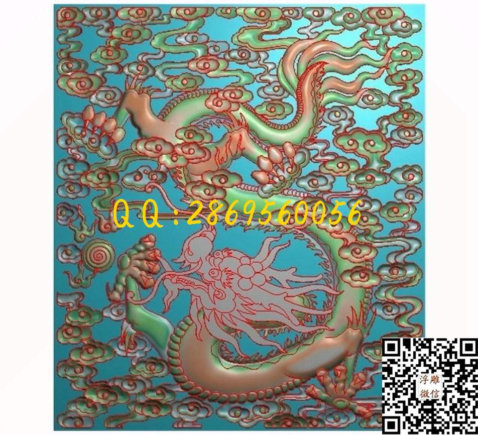 龙柜上前门板371-426_龙凤呈祥仿古龙凤门板背板精雕图浮雕图