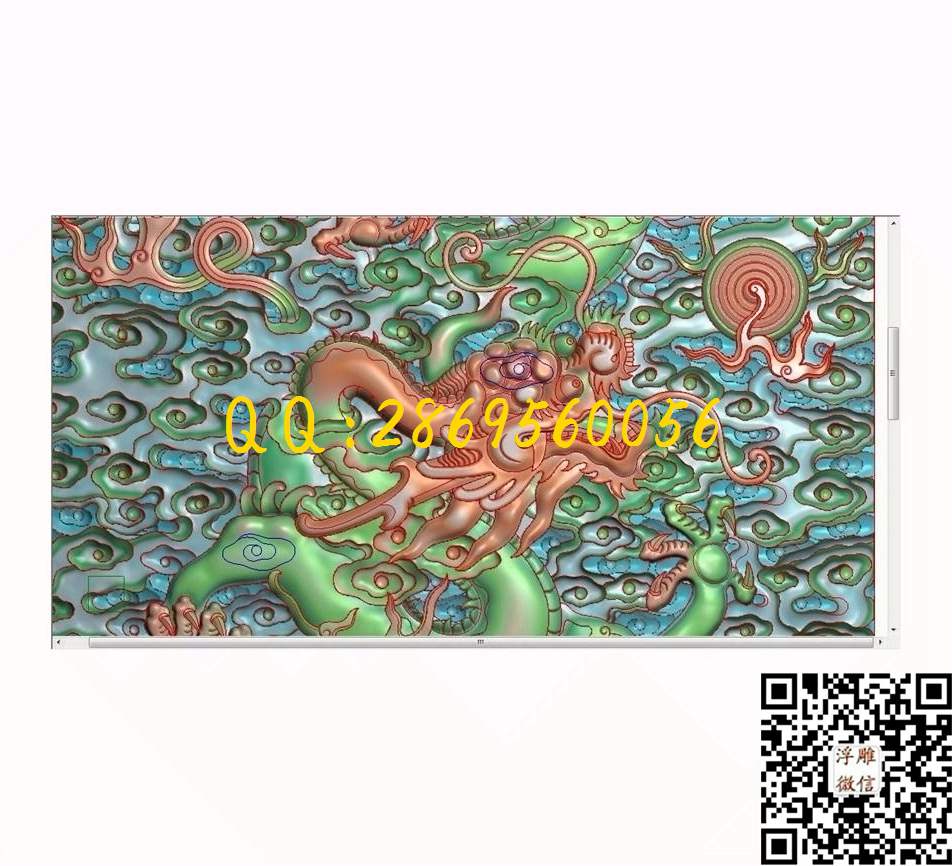 龙柜前门板513-1060-16细节图_龙凤呈祥仿古龙凤门板背板精雕图浮雕图