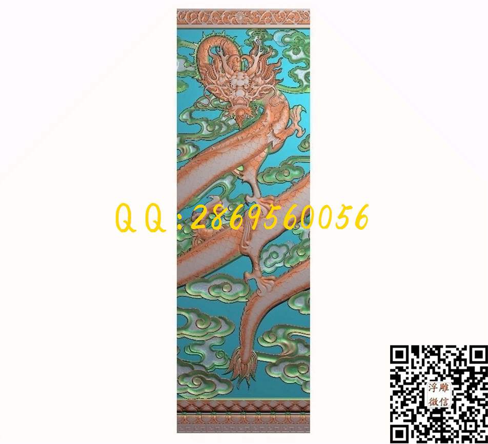 龙柱子358-1145-10_龙凤呈祥仿古龙凤门板背板精雕图浮雕图